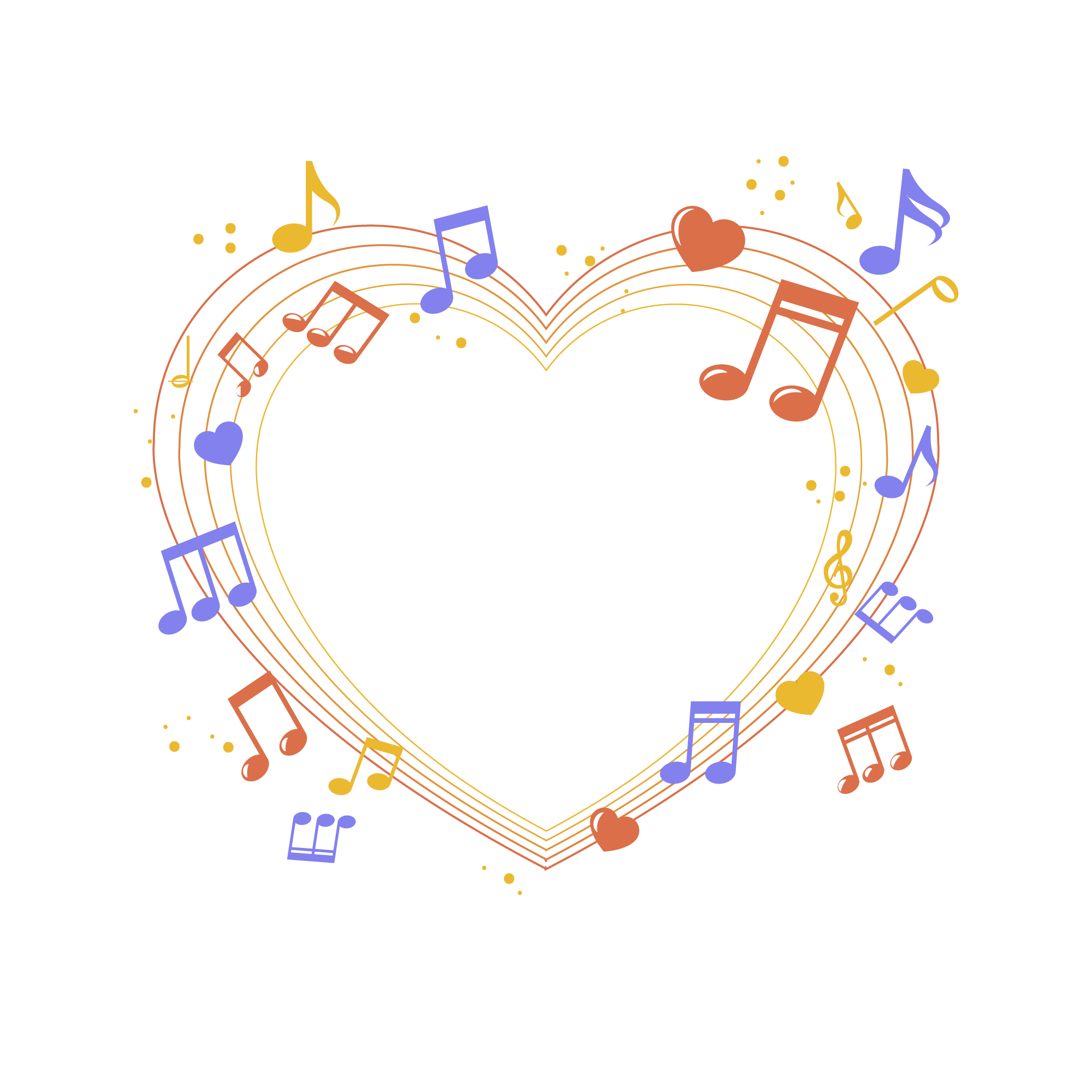 heart made of musical staff and notes